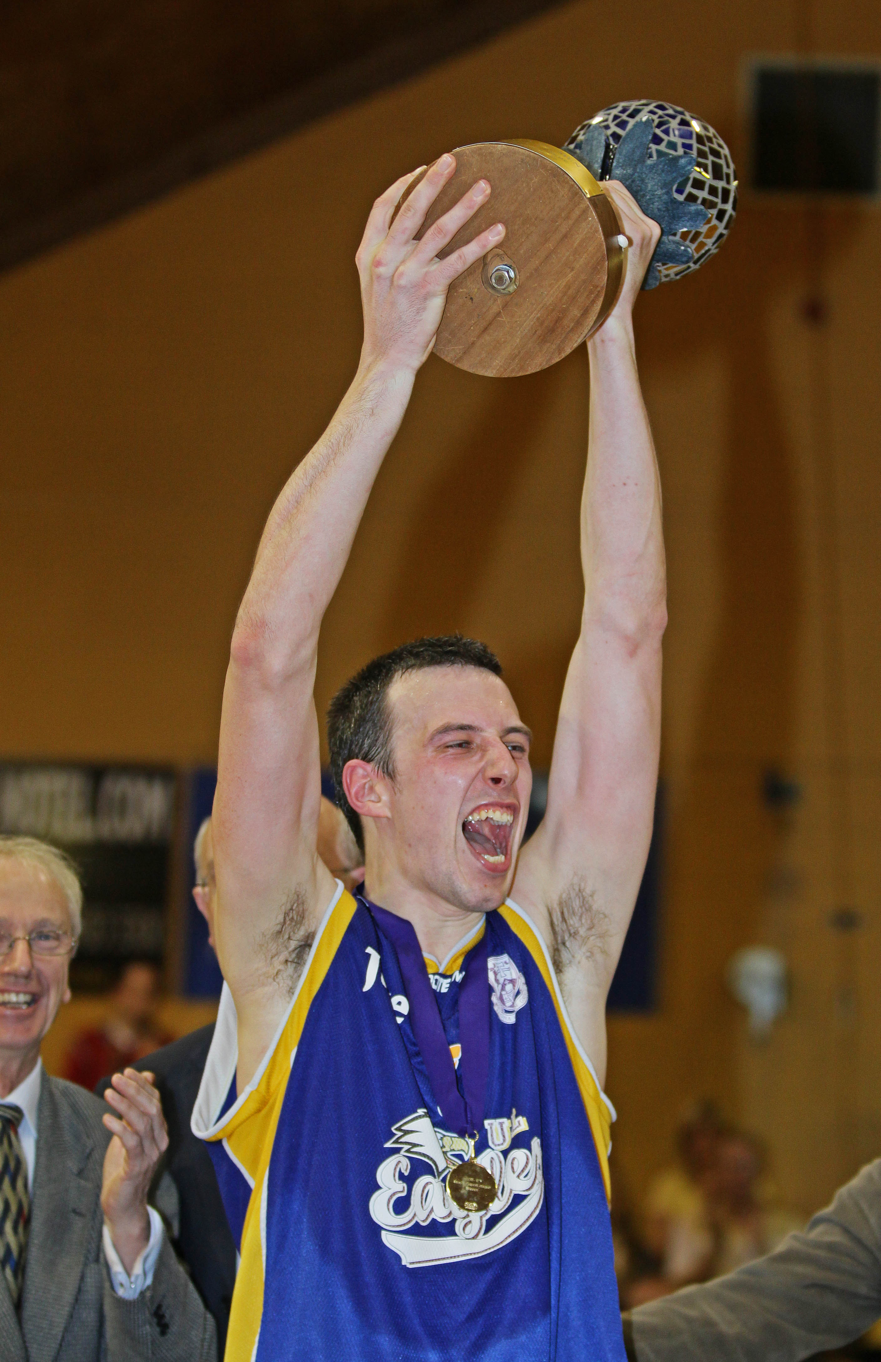 Neil Campbell lifting the Superleague trophy